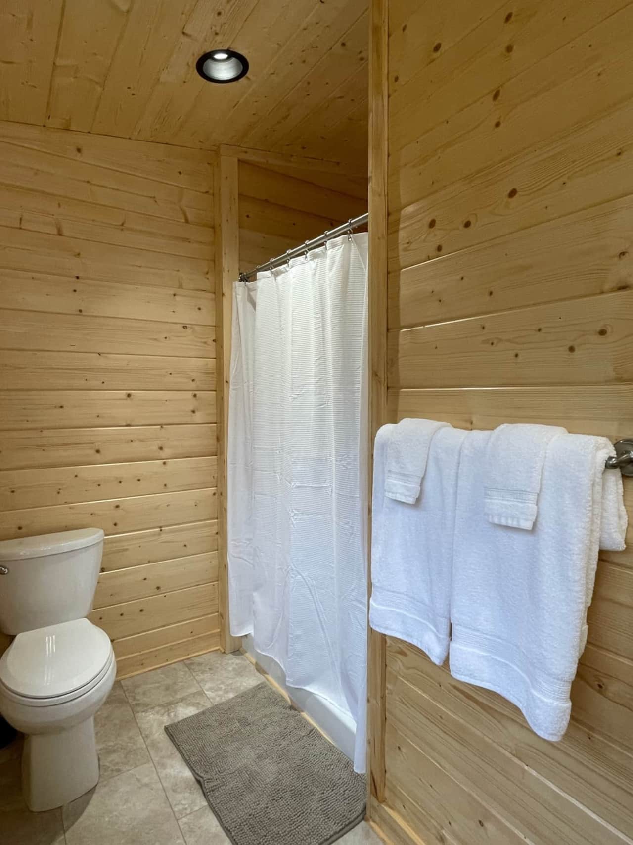 Large walk-in shower with complimentary toiletries