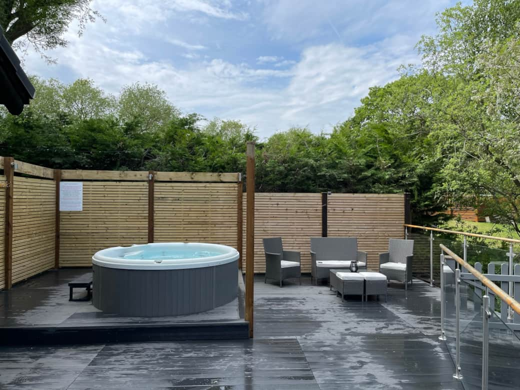 Huge hot tub and decking