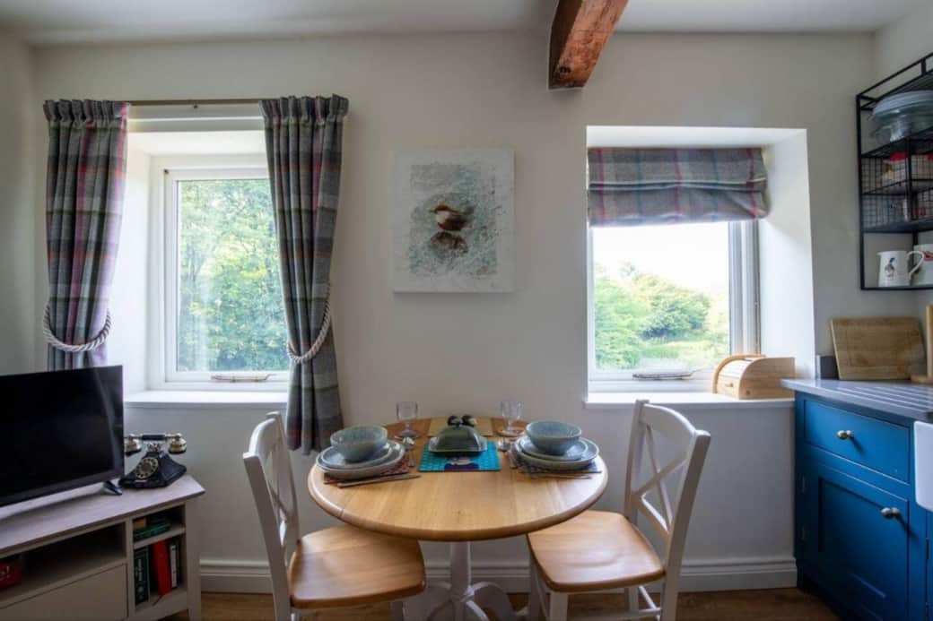 Dining area overlooking the surrounding countryside