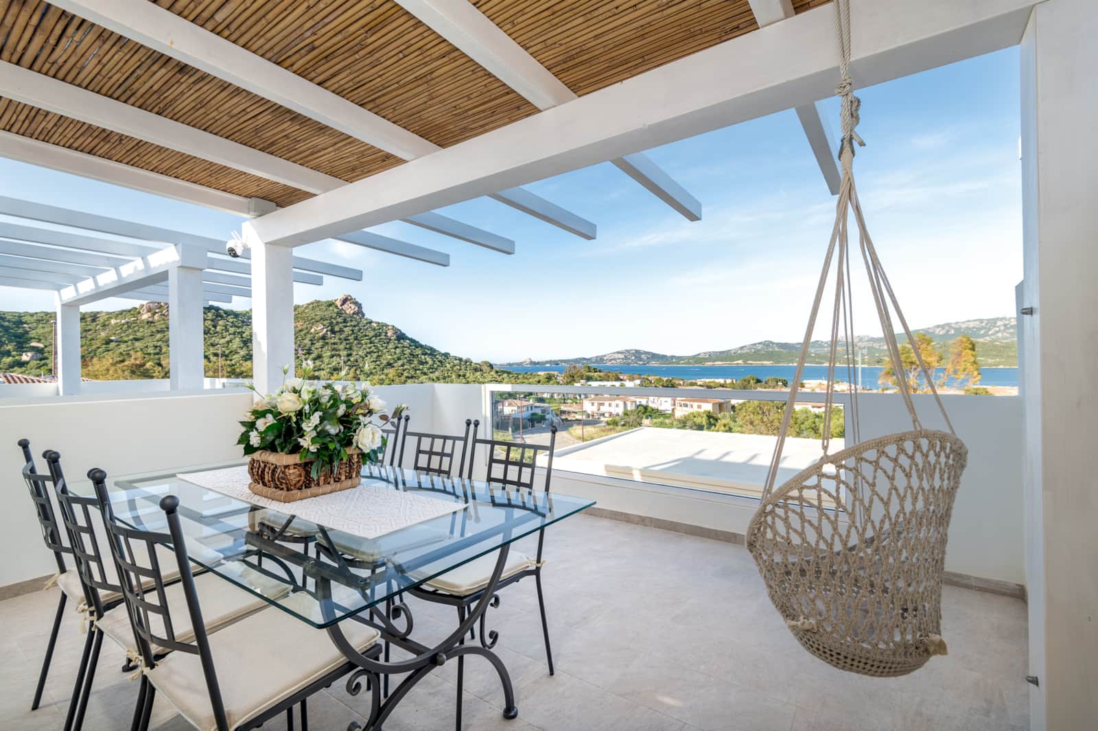Sea-view terrace of the Blu penthouse in Cannigione