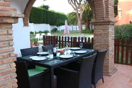Dining area in Terrace, fenced for safety of children around the pool Dining area in Terrace, fenced for safety of children around the pool