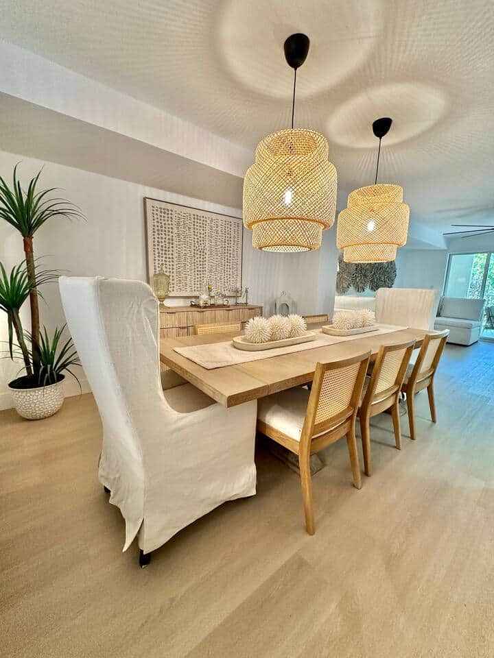 Dine, laugh, or play games around this spacious table with comfy seating for eight.