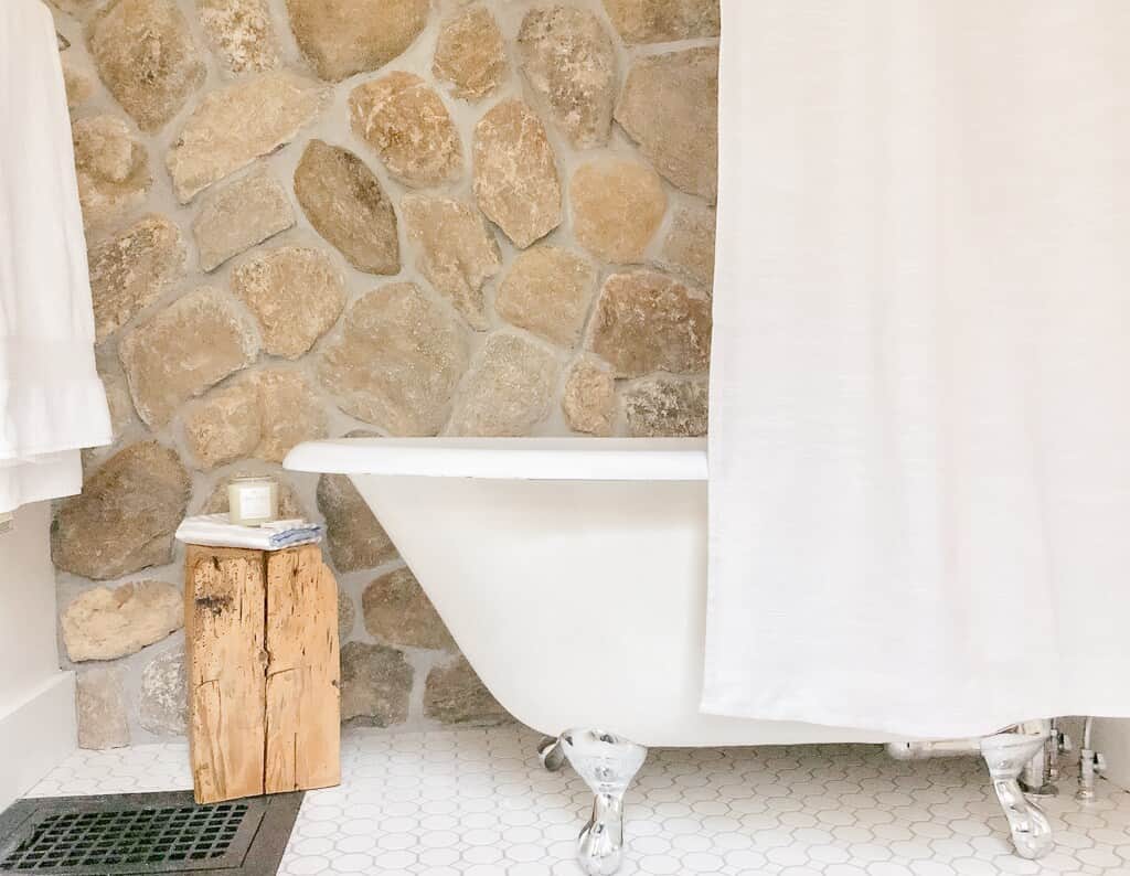 Downstairs Bath - 4ft claw foot tub/shower combo