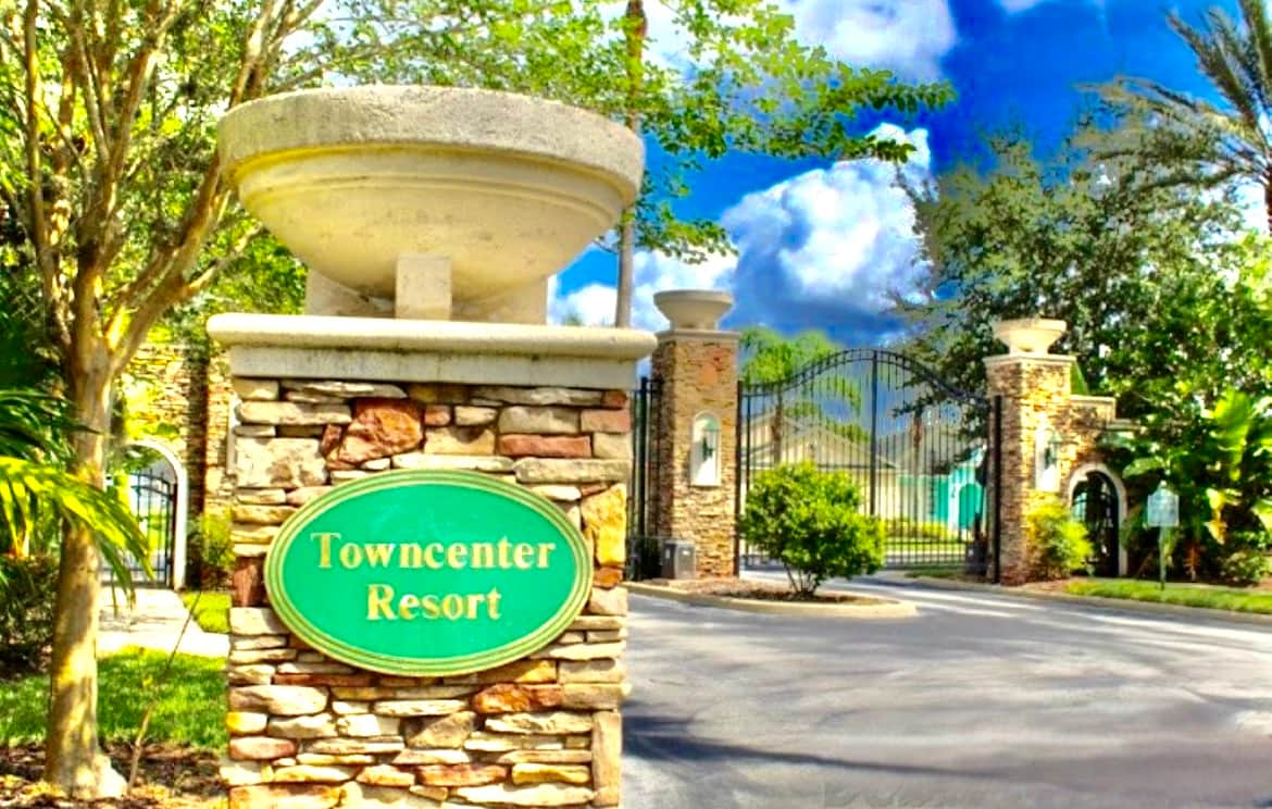 Secure gated entrance to the Town Centre Resort