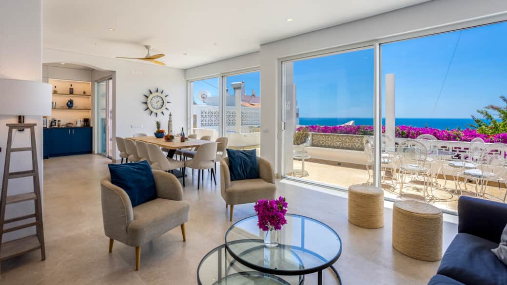 Living and Dining Room with stunning sea views