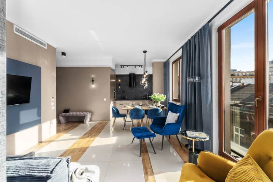 Sapphire & Amber Penthouse Kraków — by Hosty — wnętrze apartamentu
