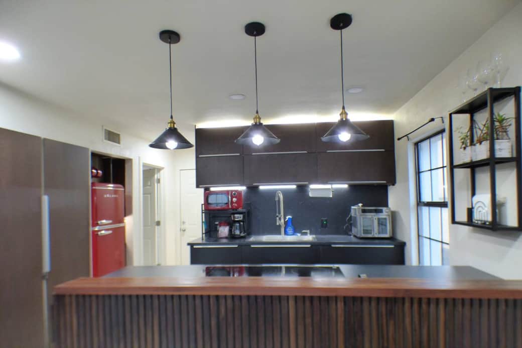 Your kitchen comes equipped with all the essentials for cooking and a dishwasher too.