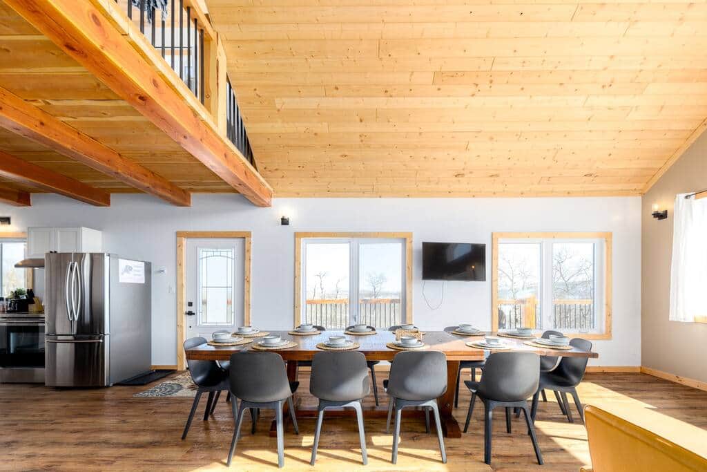 Large timber dining table able to seat 12+ for the family / friend feasts Large timber dining table able to seat 12+ for the family / friend feasts