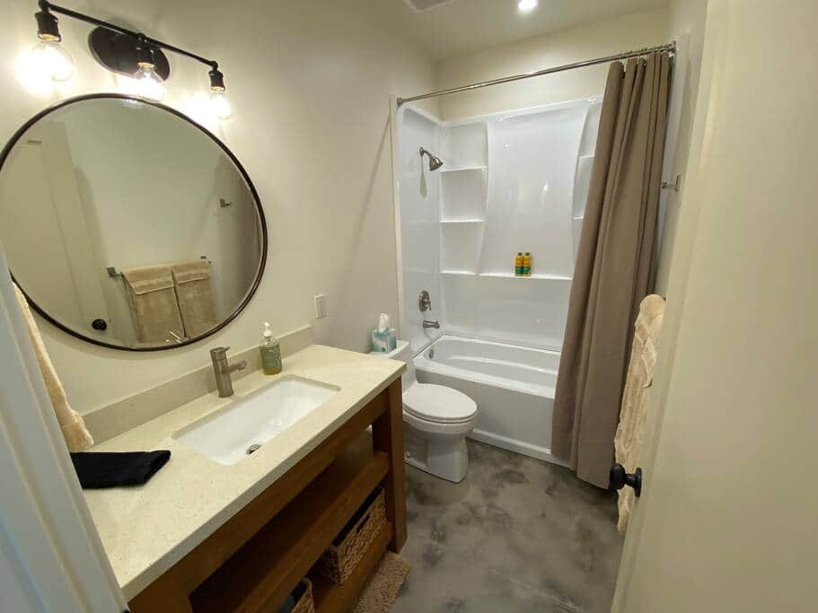 Bathroom with tub and shower