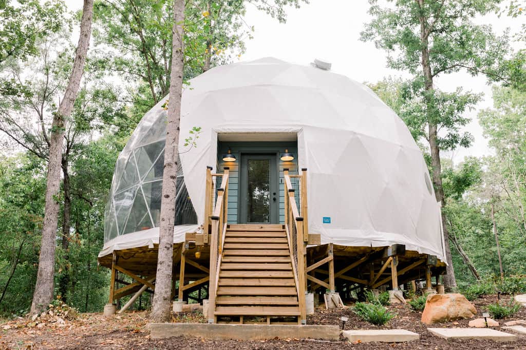 36-foot geodesic family glamping dome on private wooded acreage near Lake Martin