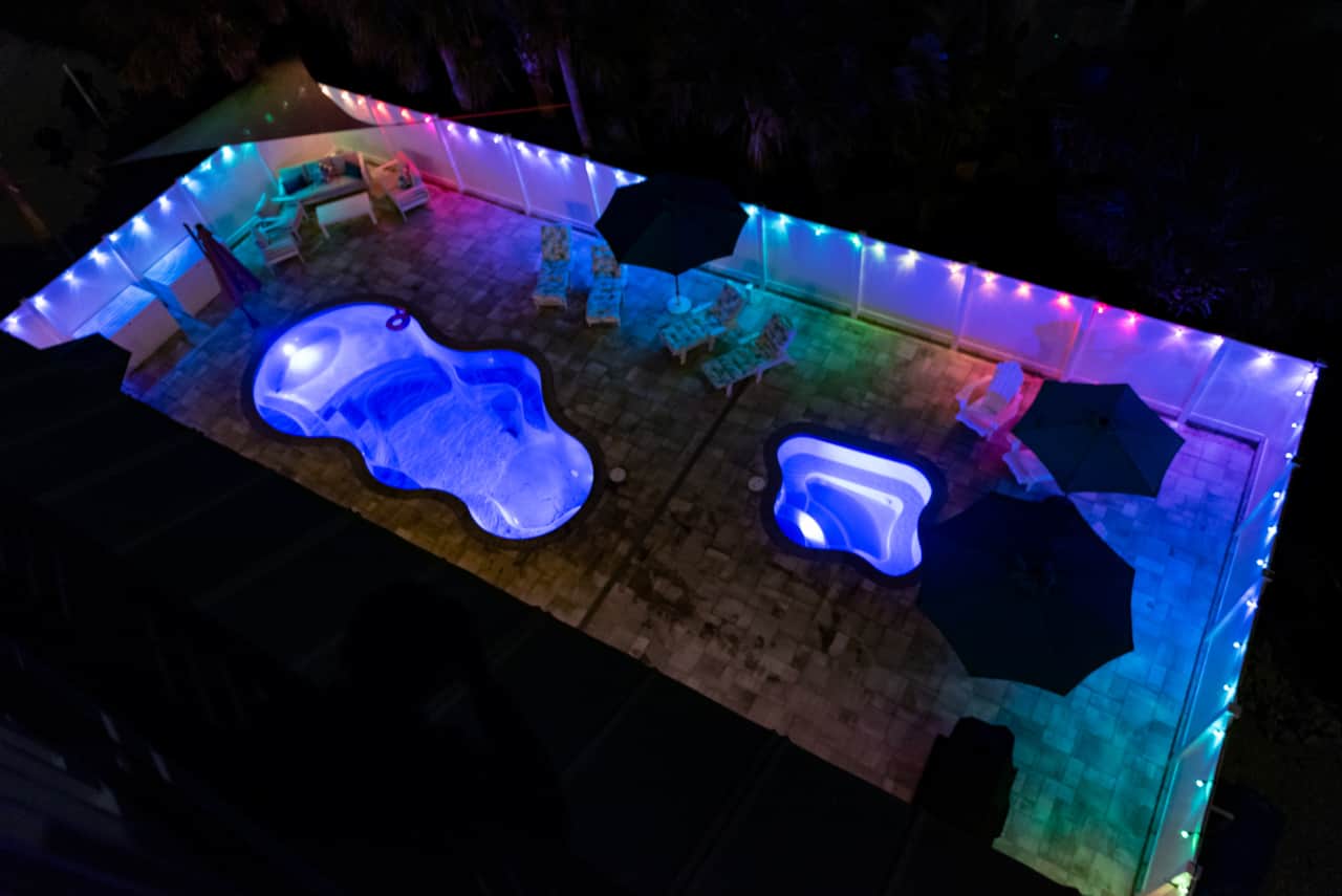 Arial View of Deck Lighting at Night