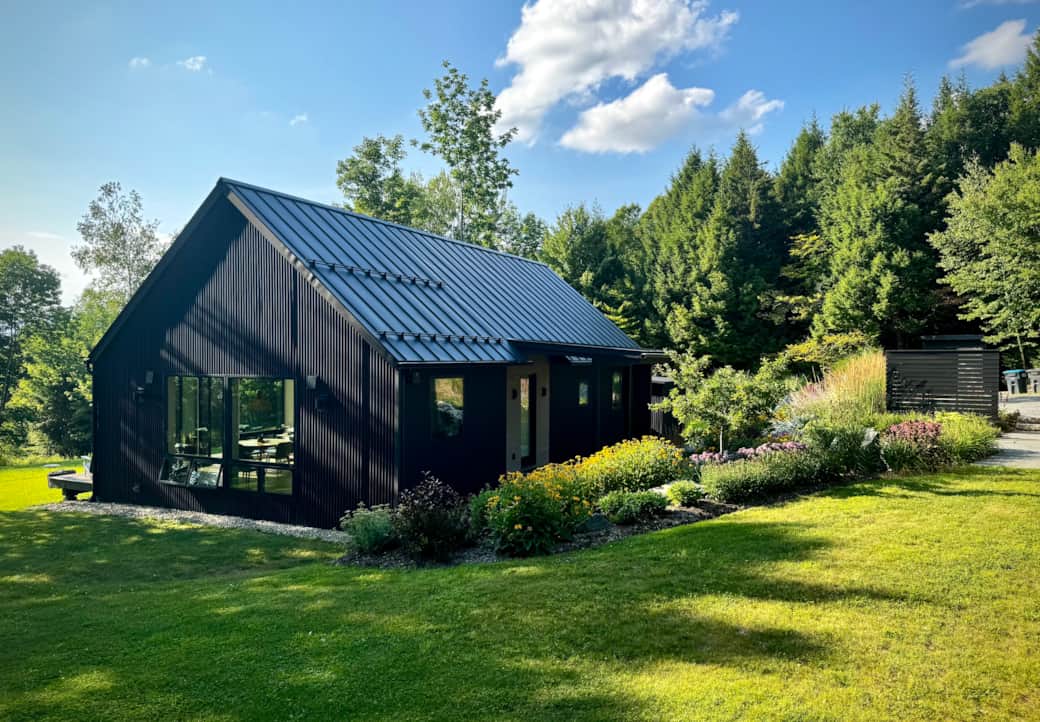 This architectural retreat offers privacy near Stowe Vermont 