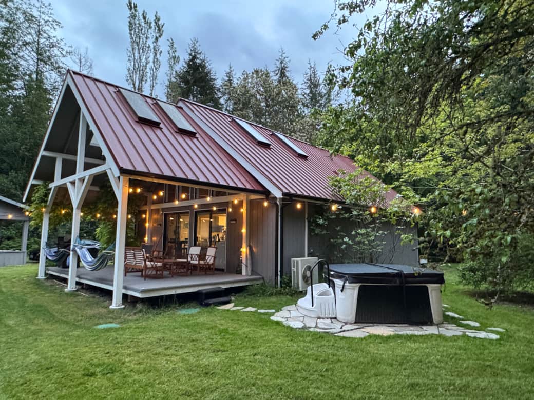 Evening with the porch and hot tub
