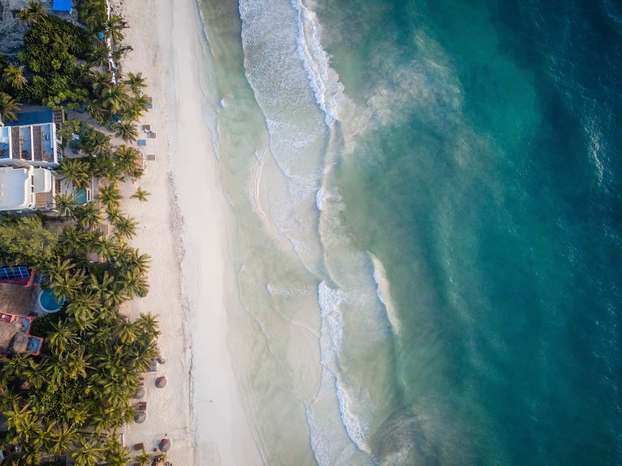 Bird's eye view of Zorba Villa and beach