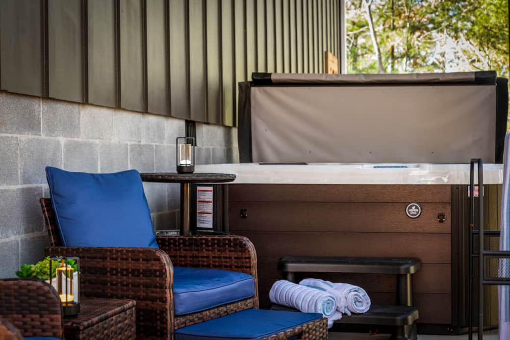 Lower Level Patio: Relax by the Hot Tub Lower Level Patio: Relax by the Hot Tub