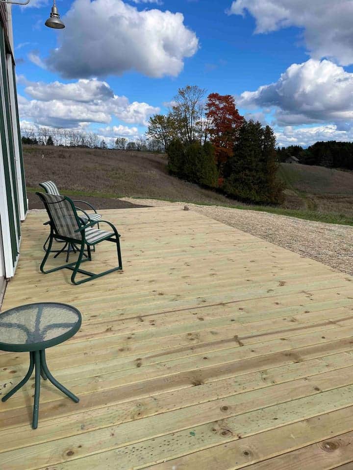 Looking out over the new deck Looking out over the new deck