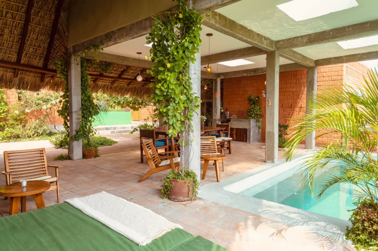 Open-air palapa with Pacific views and tropical surroundings
