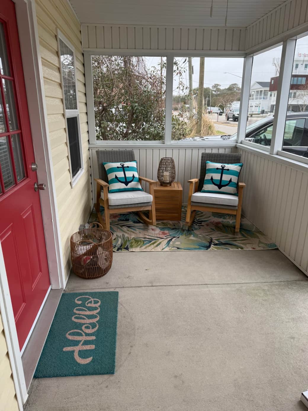 Lanai on front of home. Perfect watching beach volleyball across the street. Lanai on front of home. Perfect watching beach volleyball across the street.