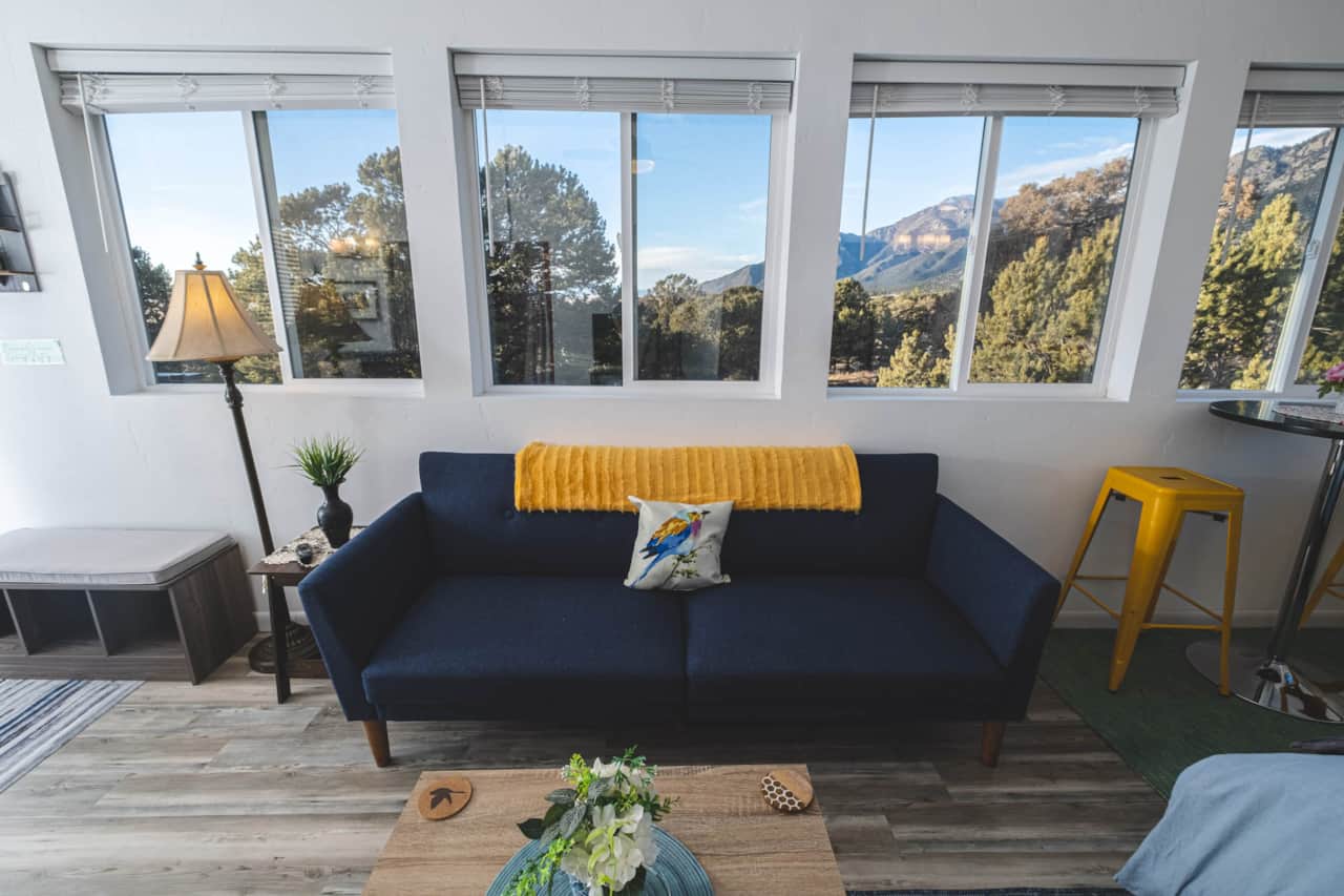 Fold Out Couch and Beautiful Mountain Views