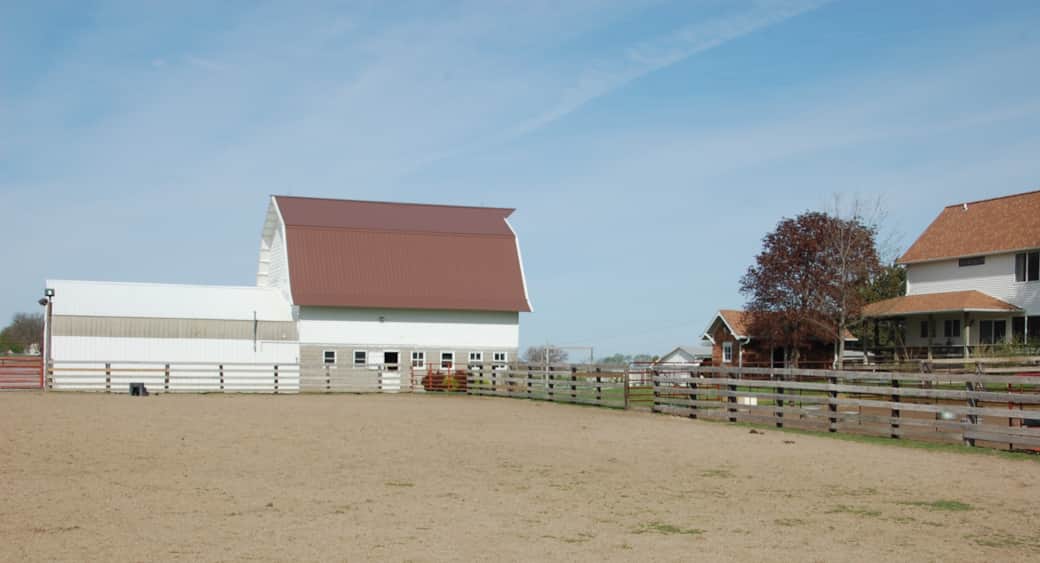 Arena barn and house from east(e) Arena barn and house from east(e)