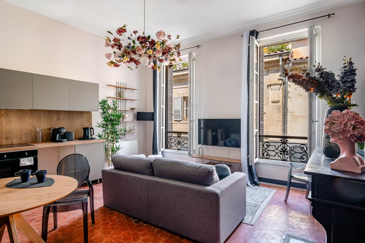 living room, television, dining room, dining table, sofa, decor, kitchen