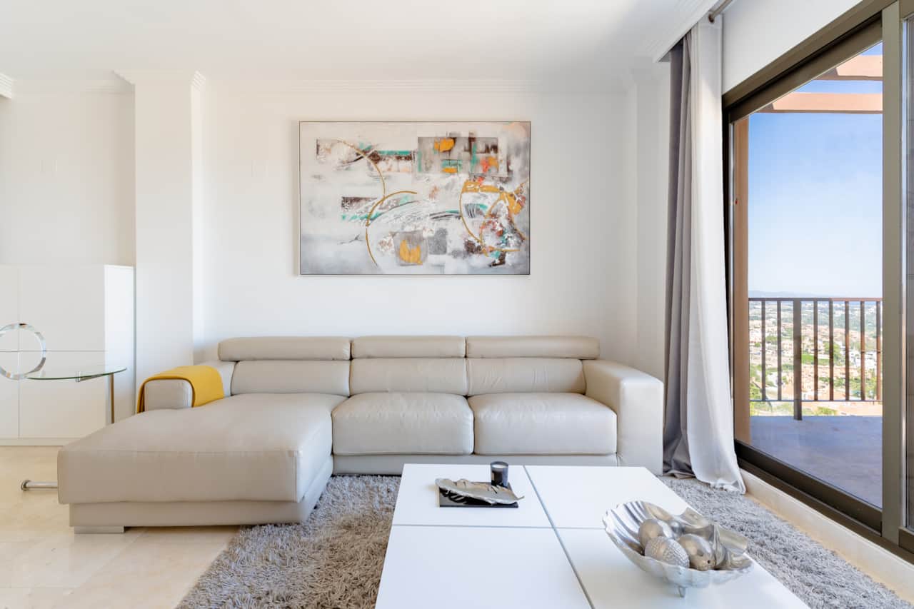 Leather couch with chaise lounge