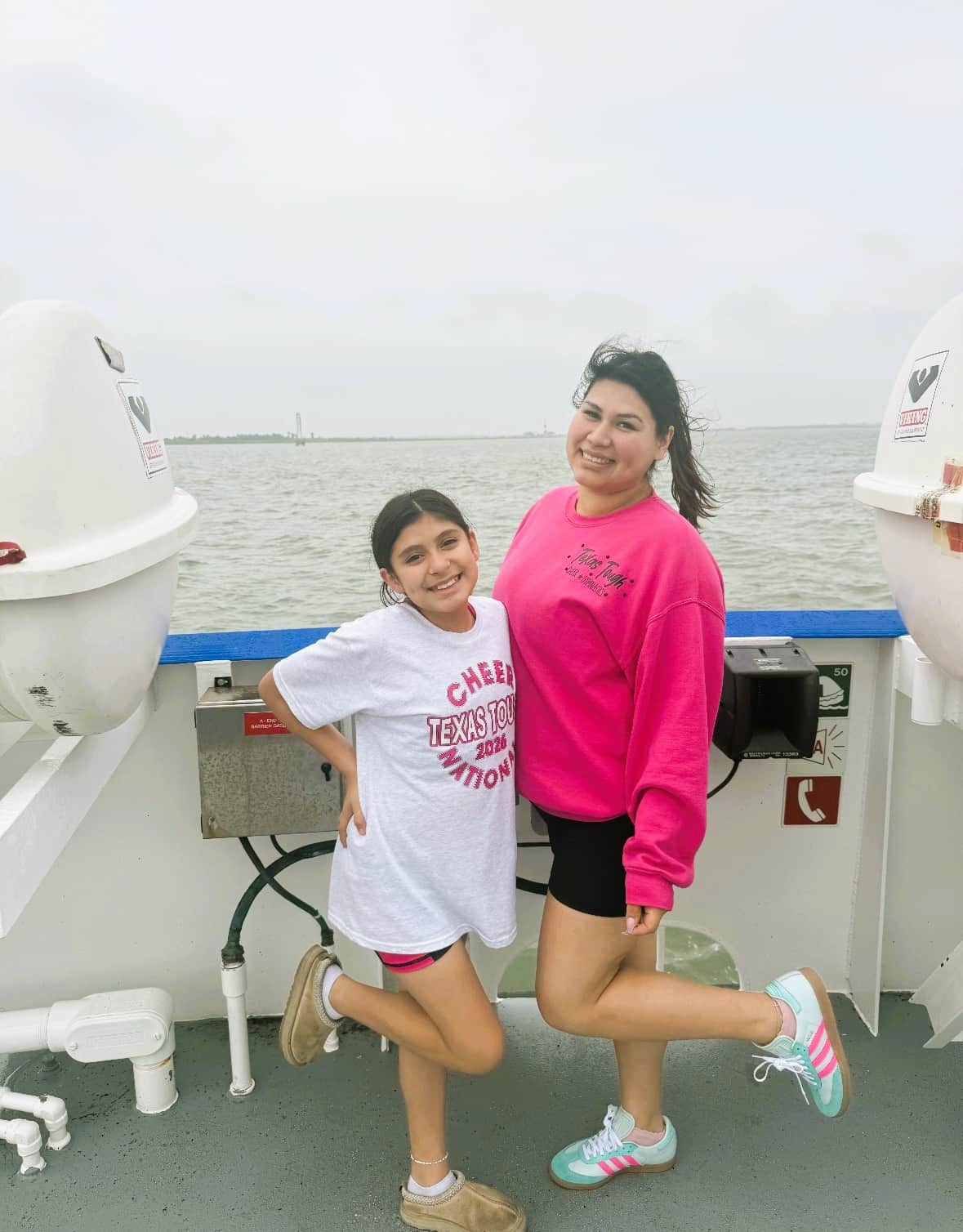 Mother and daughter riding the Galveston ferry