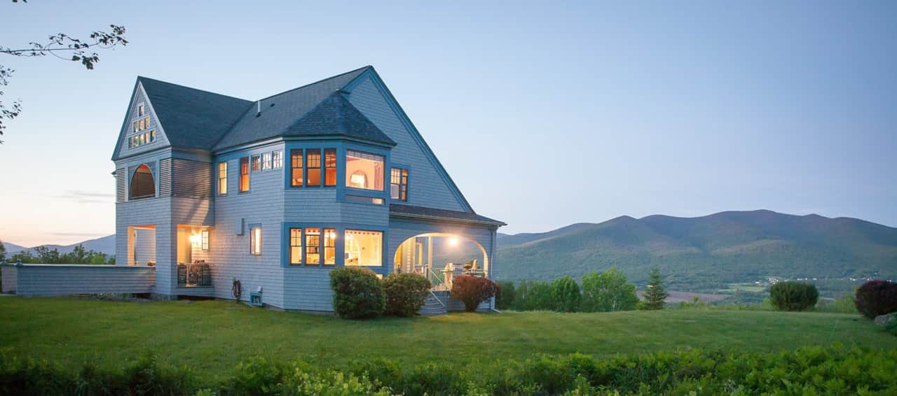 House Lit up at Dusk