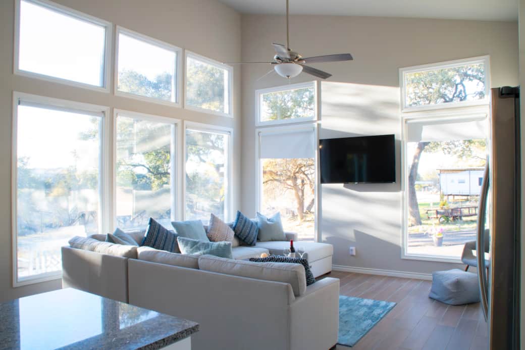 Living Room overlooking lake Living Room overlooking lake