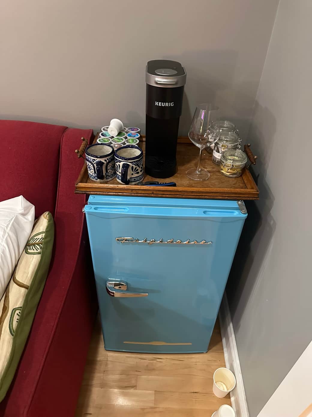 Coffee Station and Mini Refrigerator/Freezer