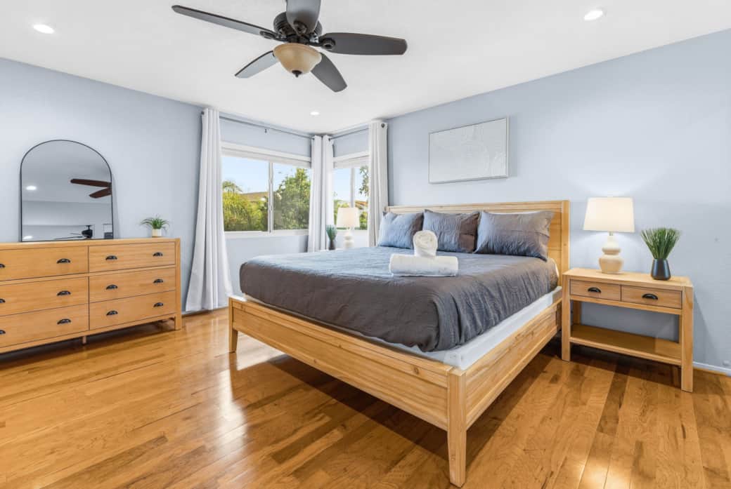 Primary Bedroom with King Bed & Full of Natural Light