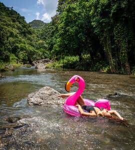 Guest enjoying the private river (subject to availability with advance bookings) Guest enjoying the private river (subject to availability with advance bookings)