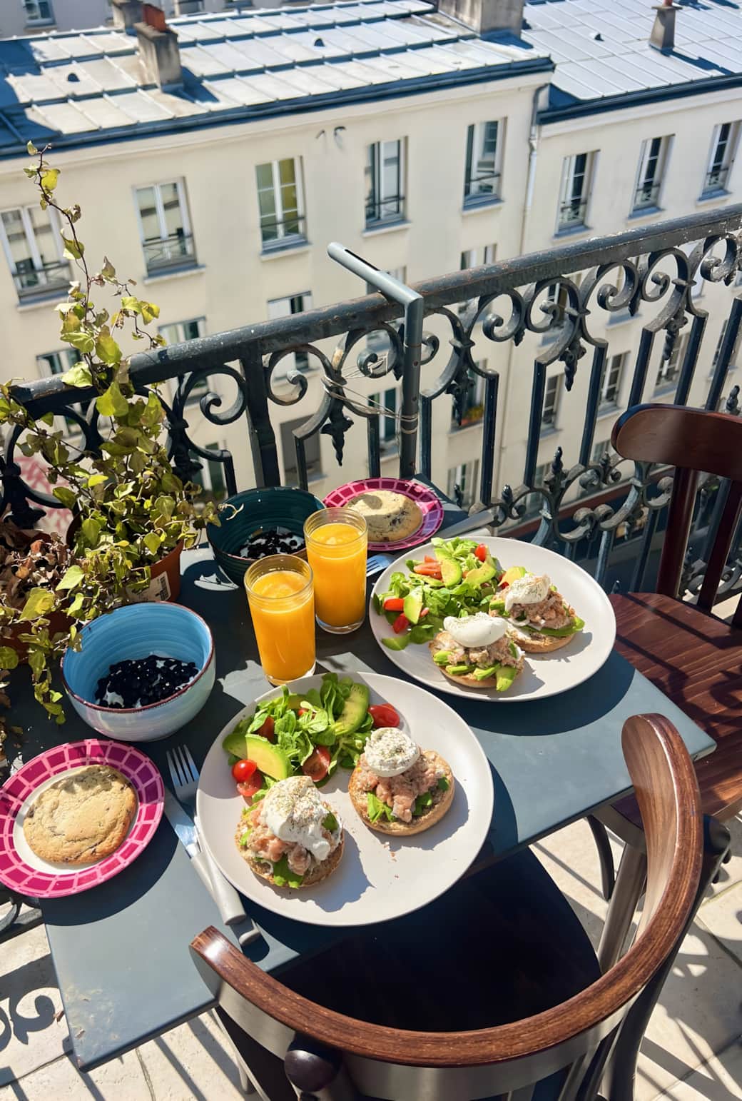 Private balcony perfect for brunch with breathtaking views of the rooftops of Paris