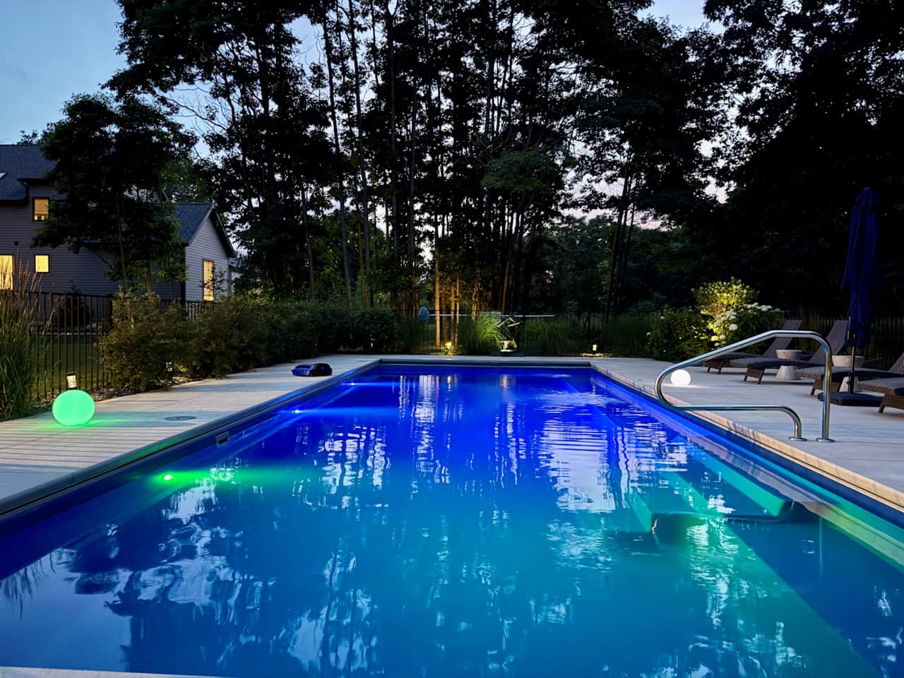 The pool at dusk