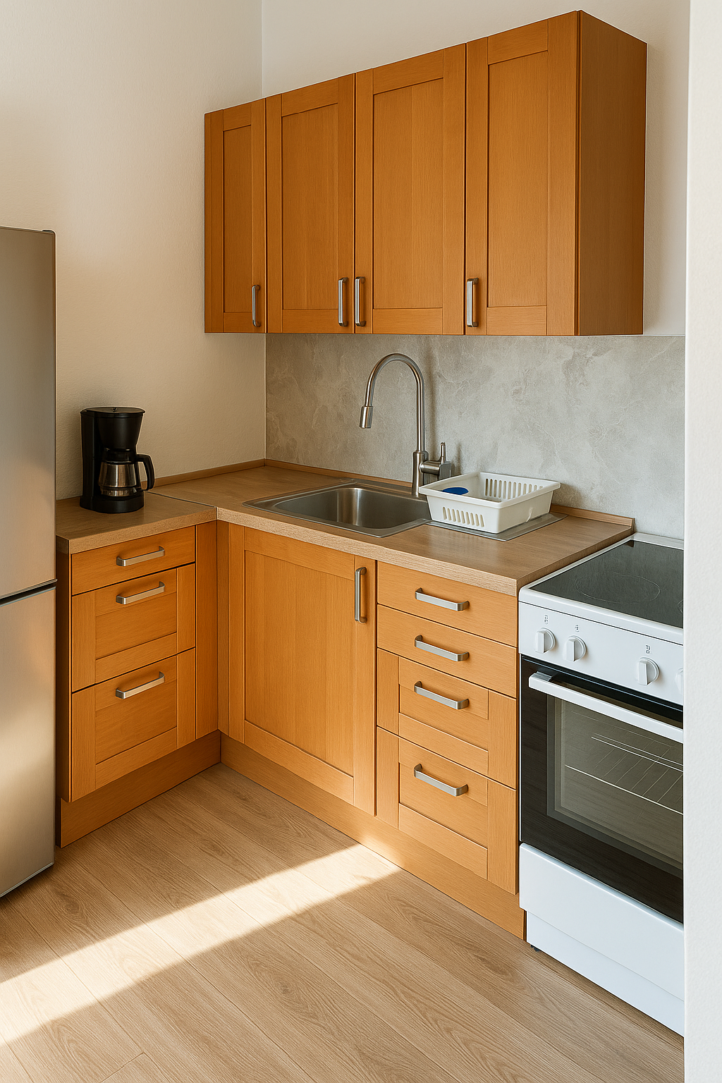 Helle, moderne Küche mit Holzdetails Helle, moderne Küche mit Holzdetails
