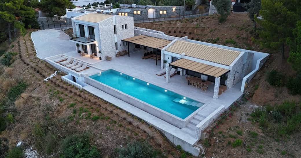 drone view of the whole villa