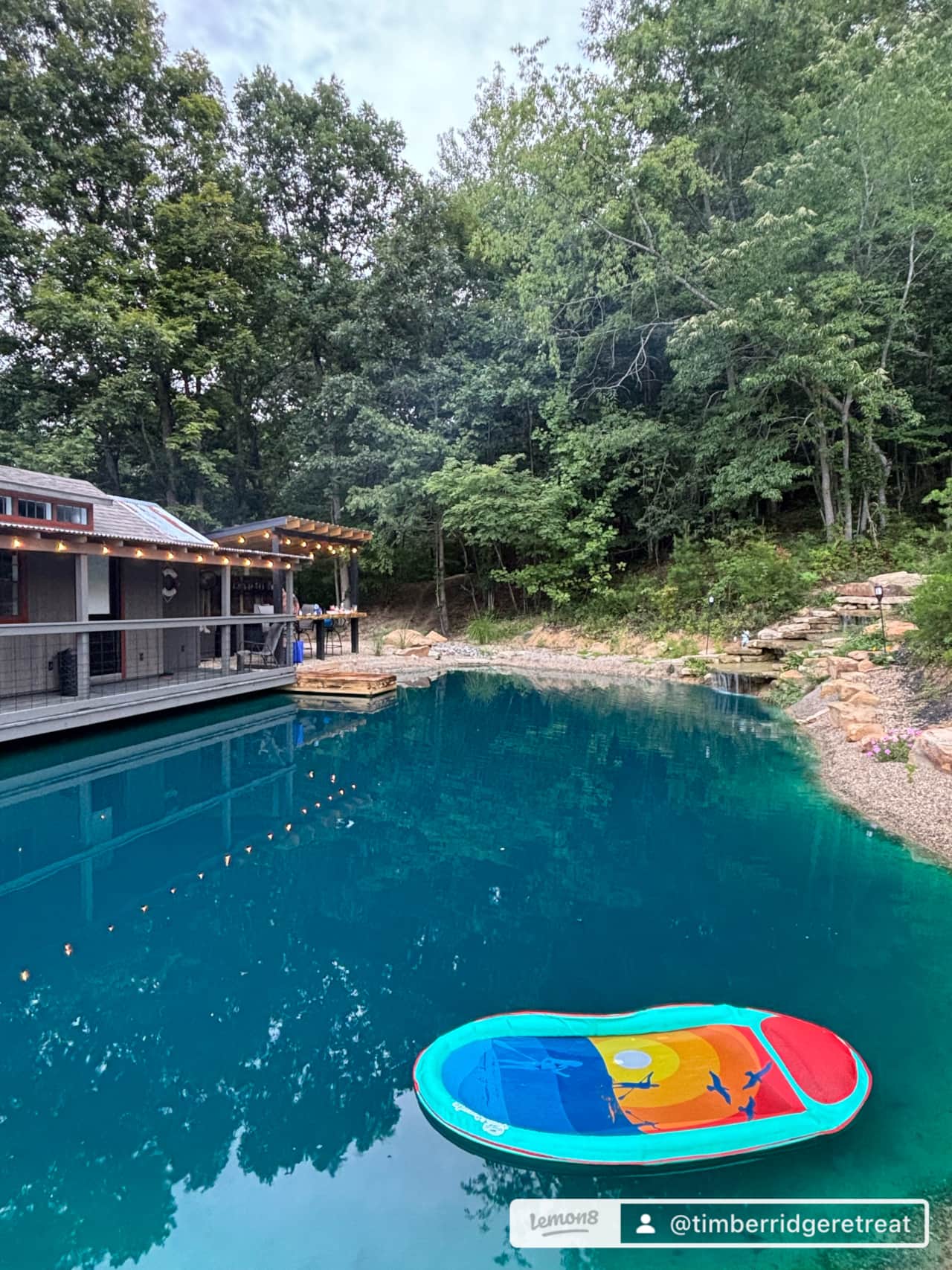 Rockwood Falls Cabin nestled beside its own private swim pond and waterfall