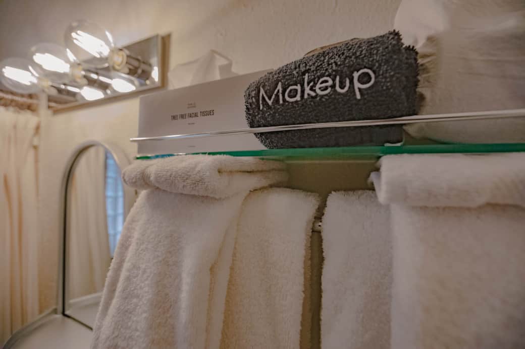 Bathroom essentials & blow dryer.