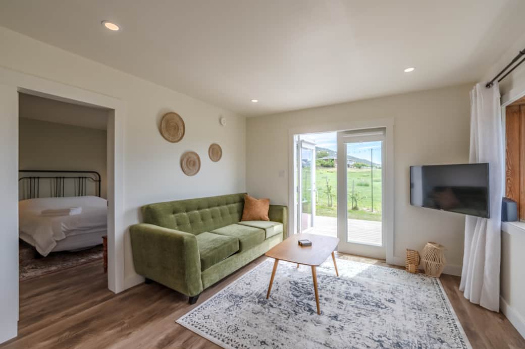 Living Room w/ sofa bed & adjoining Bedroom