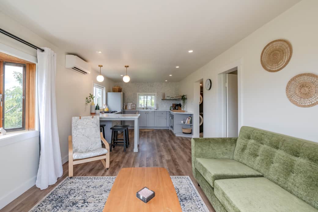 Living room and kitchen.