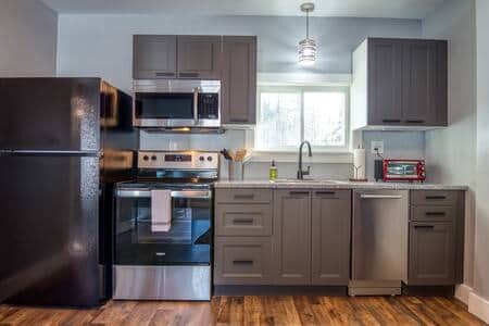 A stocked kitchen to cook at home before or after your day outside.