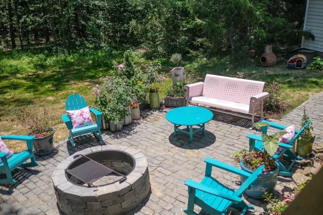 The fire pit is good for grilling or just enjoying the ambiance of a fire year around 