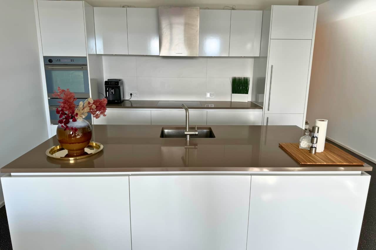 Neue moderne Küche mit Edelstahlgeräten