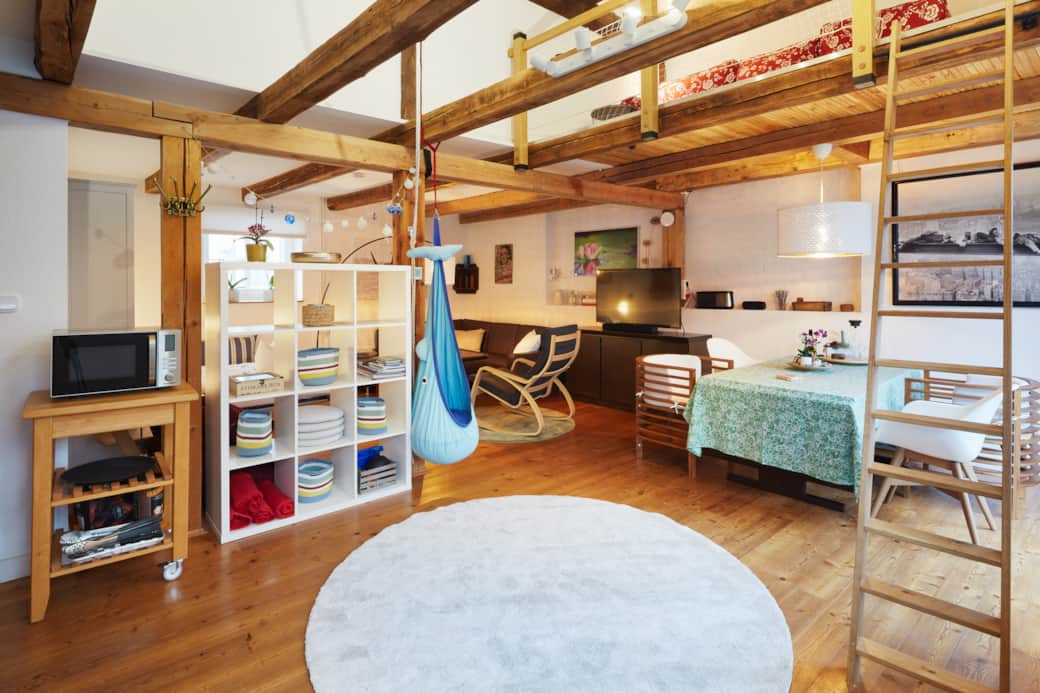 Spacious living space with a variety of play options