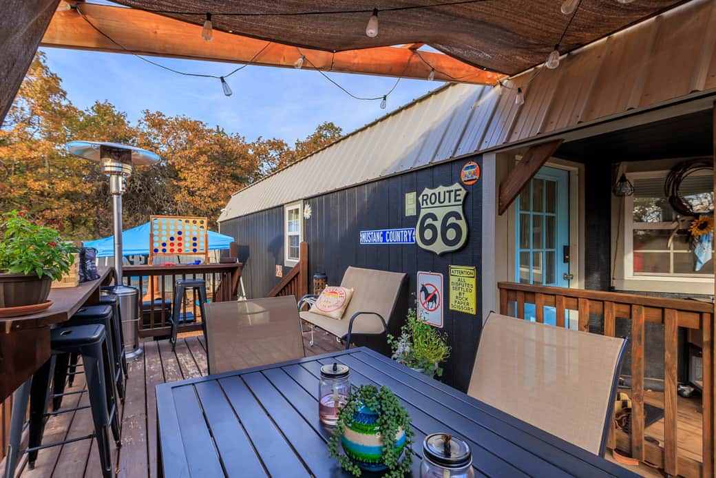 Solar lights set the ambiance, deck extends dining & play, w a space heater for colder nights Solar lights set the ambiance, deck extends dining & play, w a space heater for colder nights