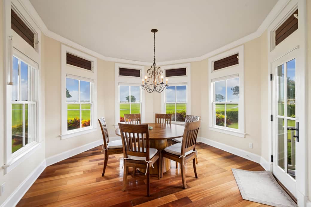 Dining room with table seating up to 8