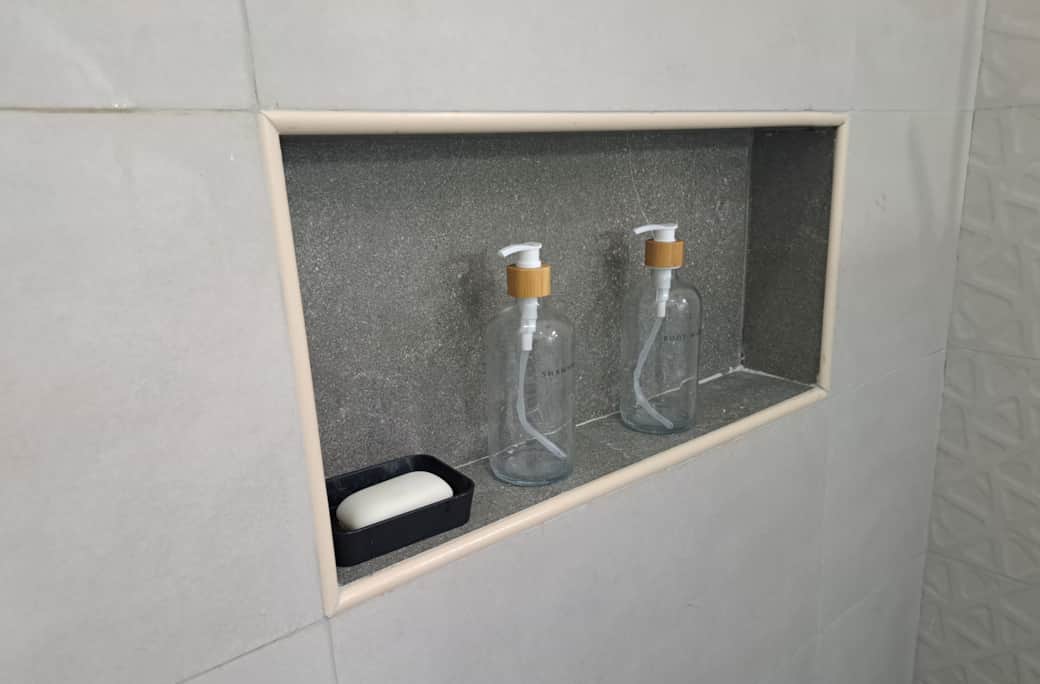 The Blue Room Bathroom - Plenty of space to fit your soap shampoo conditioner lotion