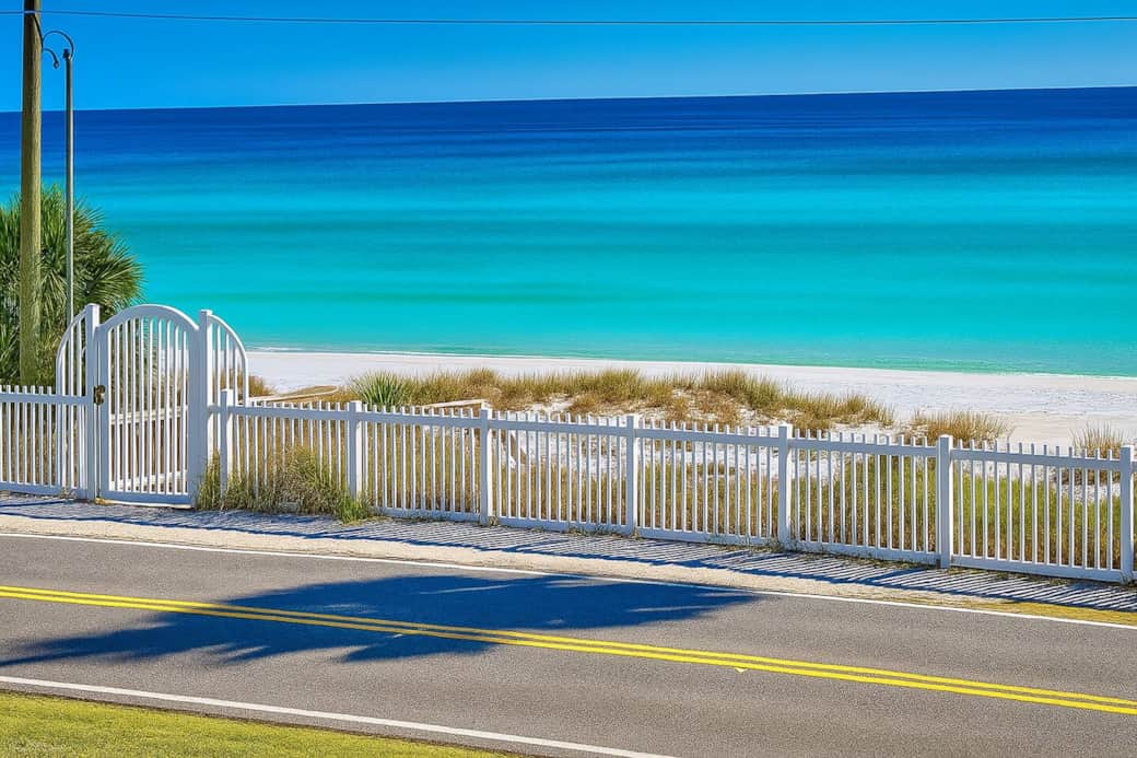 Private beach access jus steps away.
