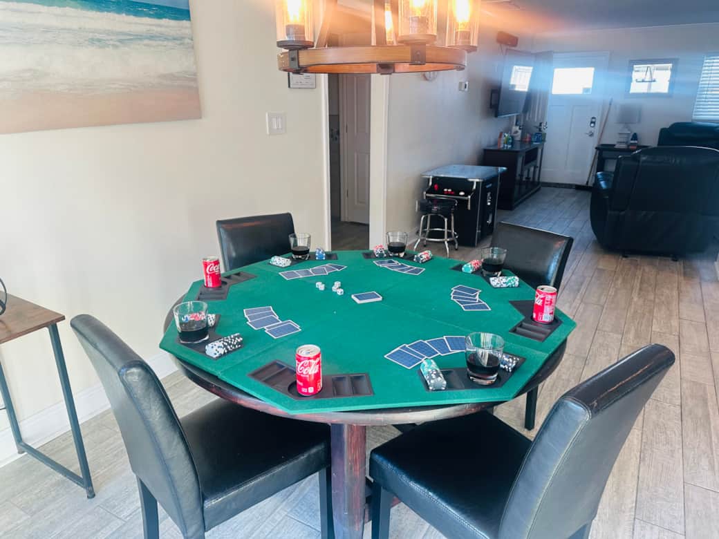Game night Poker, easy transition to dining table