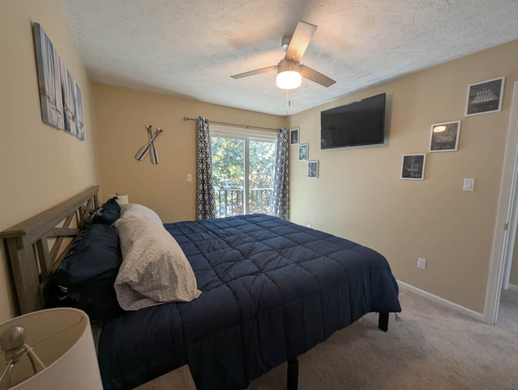 King bedroom with a 43" TV
